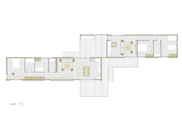 Casa de la playa en Chihuahua, Colle-Croce (Brasil) - Plano con la distribución de los distintos ambientes de la vivienda.