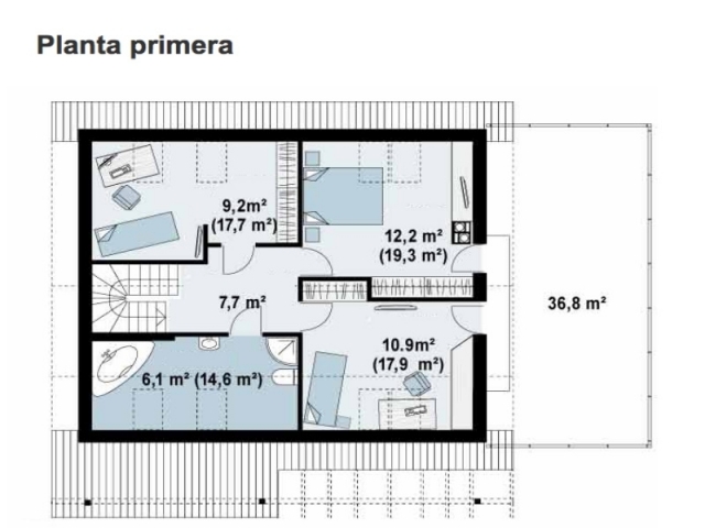 Modelo Arlanzón - Planos de distribución y medidas de los ambientes (primera planta).